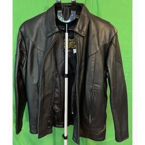 Vintage Protech Leather Apparel Black Motorcycle Jacket Lined Women's Size 16